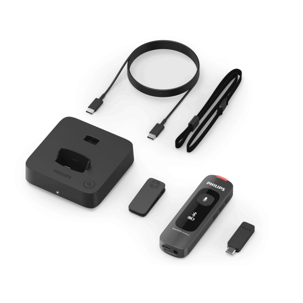 Microphone Philips SpeechMike Ambient PSM5000 et ses accessoires