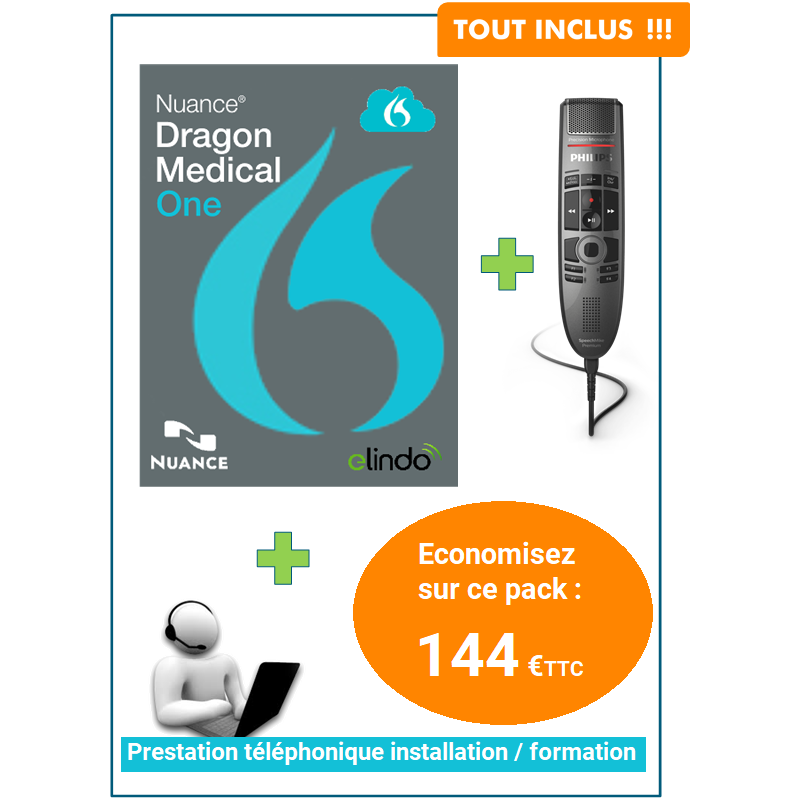 Ensemble médical : Microphone Philips + Dragon Medical One + Formation